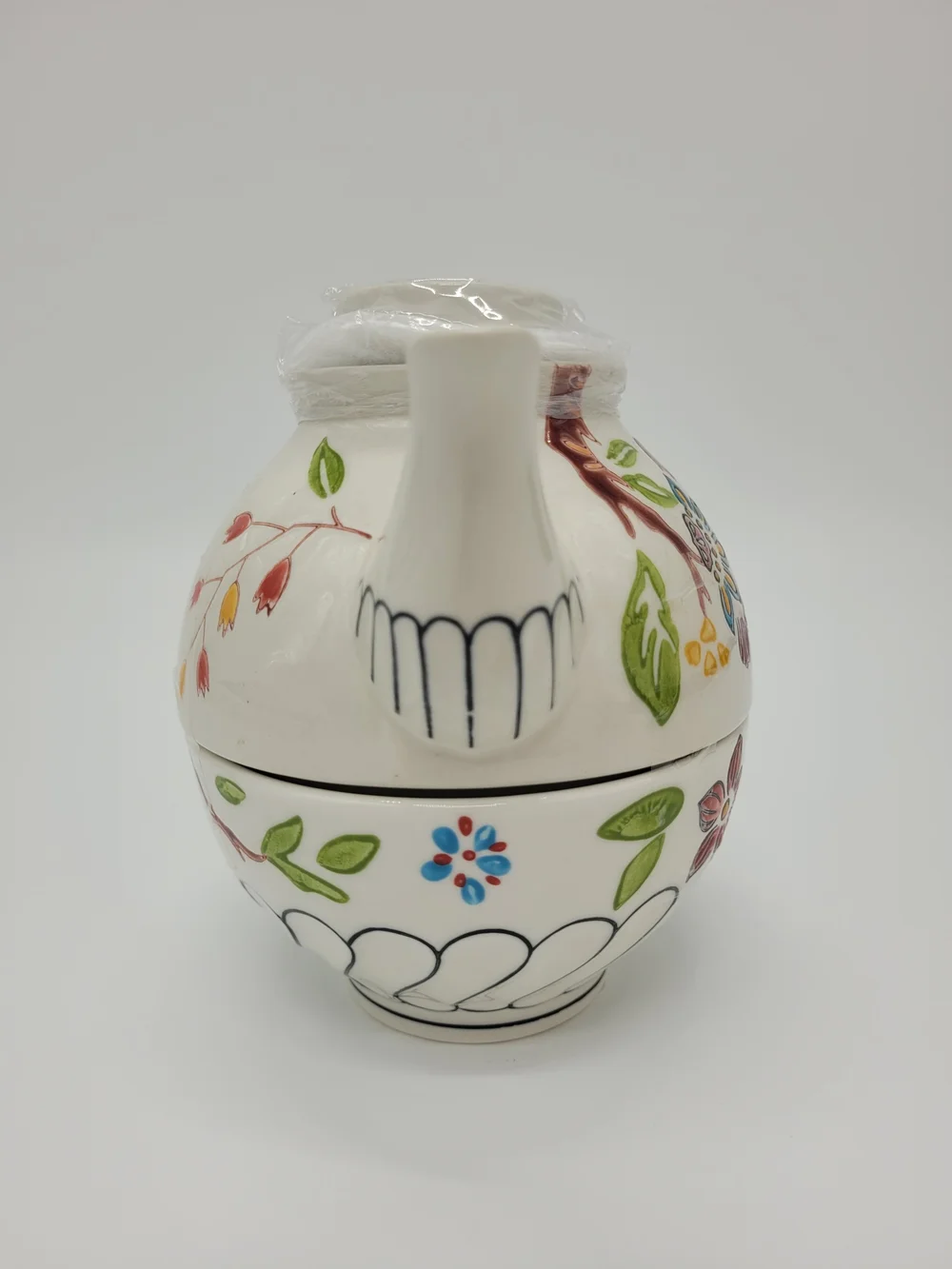 Dutch Wax Floral Ceramic Tea-for-One Set Multicolor Hand-Painted Flowers NEW